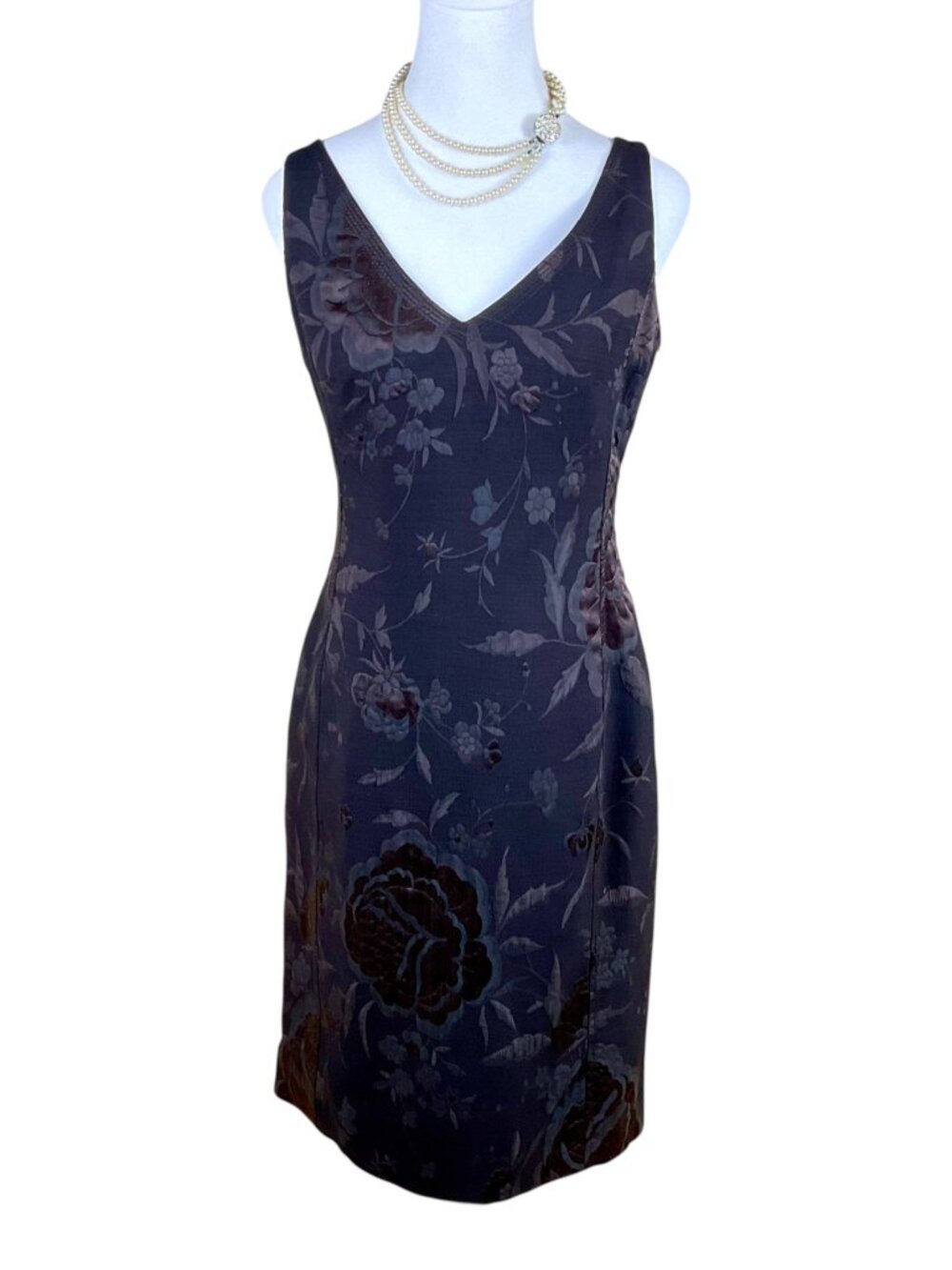 Piazza Sempione Dress Brocade Floral Wool Blend Brown (42/~6)